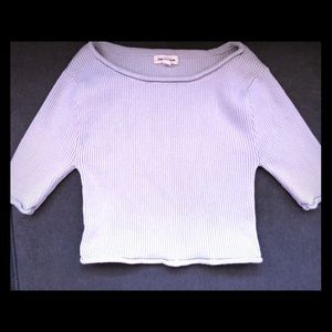 Grey Ribbed Knit Crop-Top